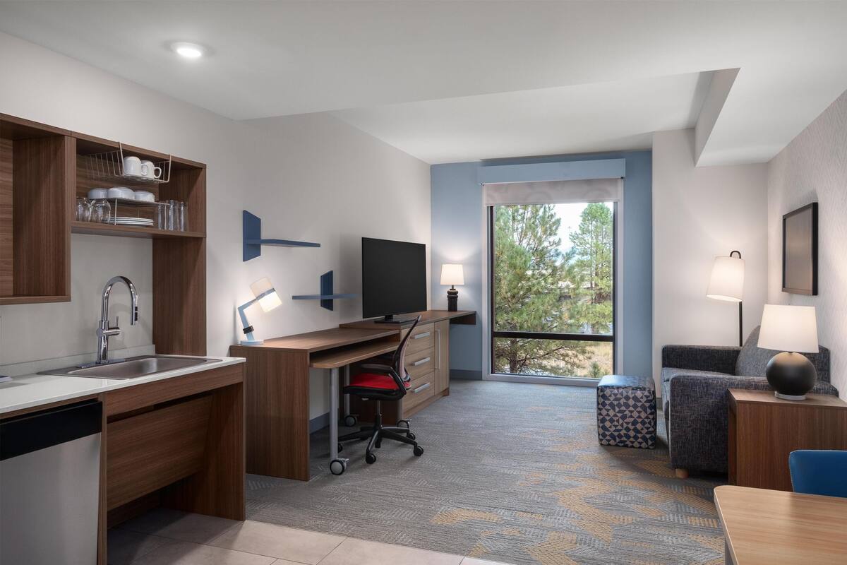 Suite, 1 King Bed (Roll-In Shower) | Living area | 50-inch flat-screen TV with cable channels, Netflix, streaming services