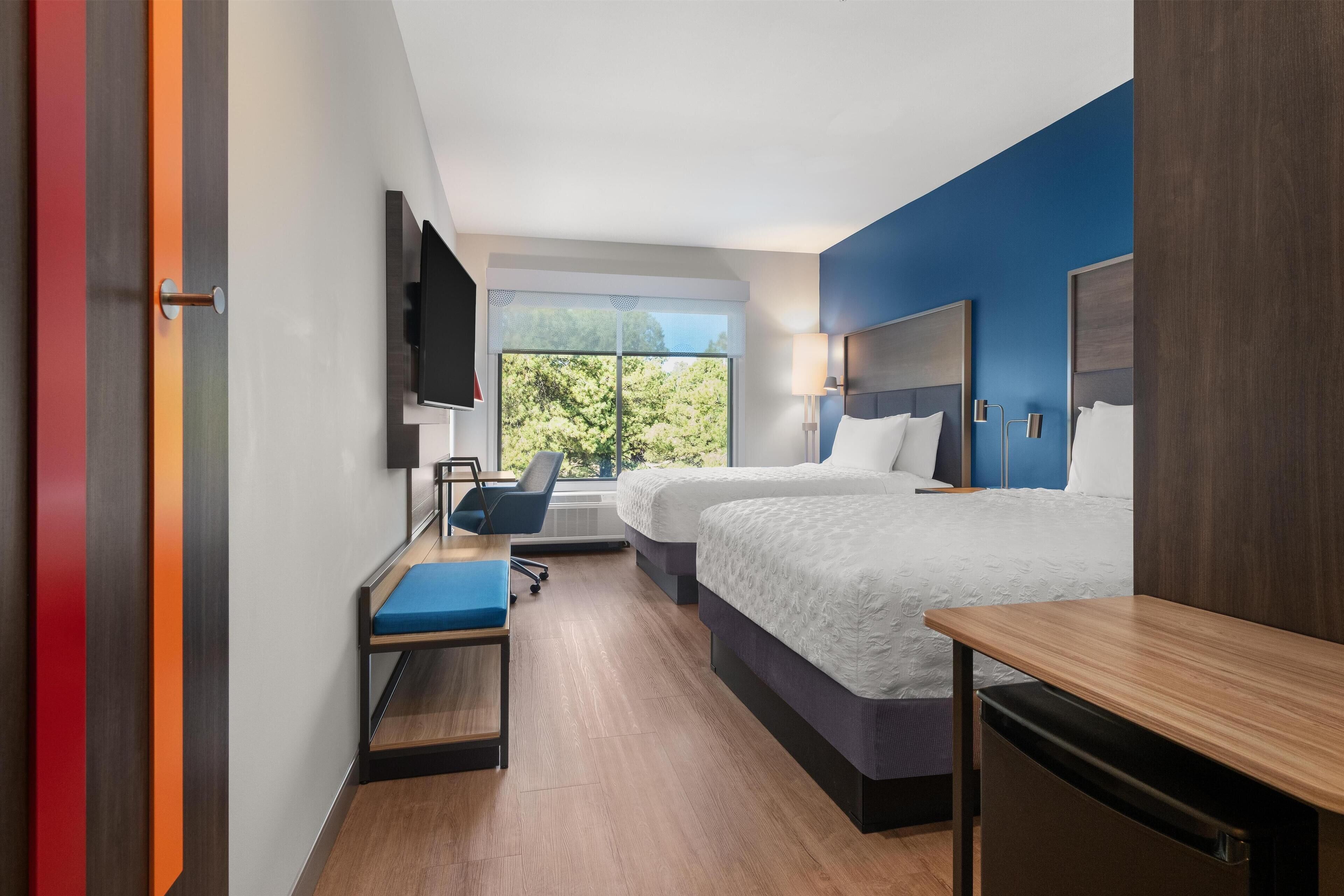 Hypo-allergenic bedding available, desk, laptop workspace