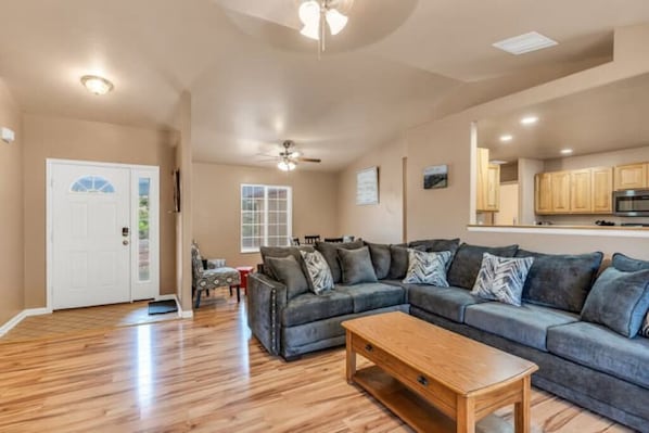 Smart TV, fireplace, foosball, table tennis