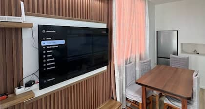 “Modern flat overlooking city centre”