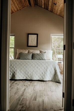 1 bedroom, desk, iron/ironing board, travel cot