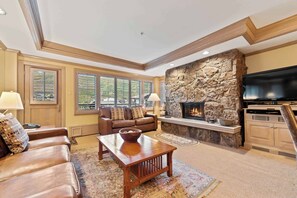 TV, fireplace