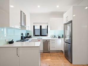 Fridge, microwave, oven, dishwasher