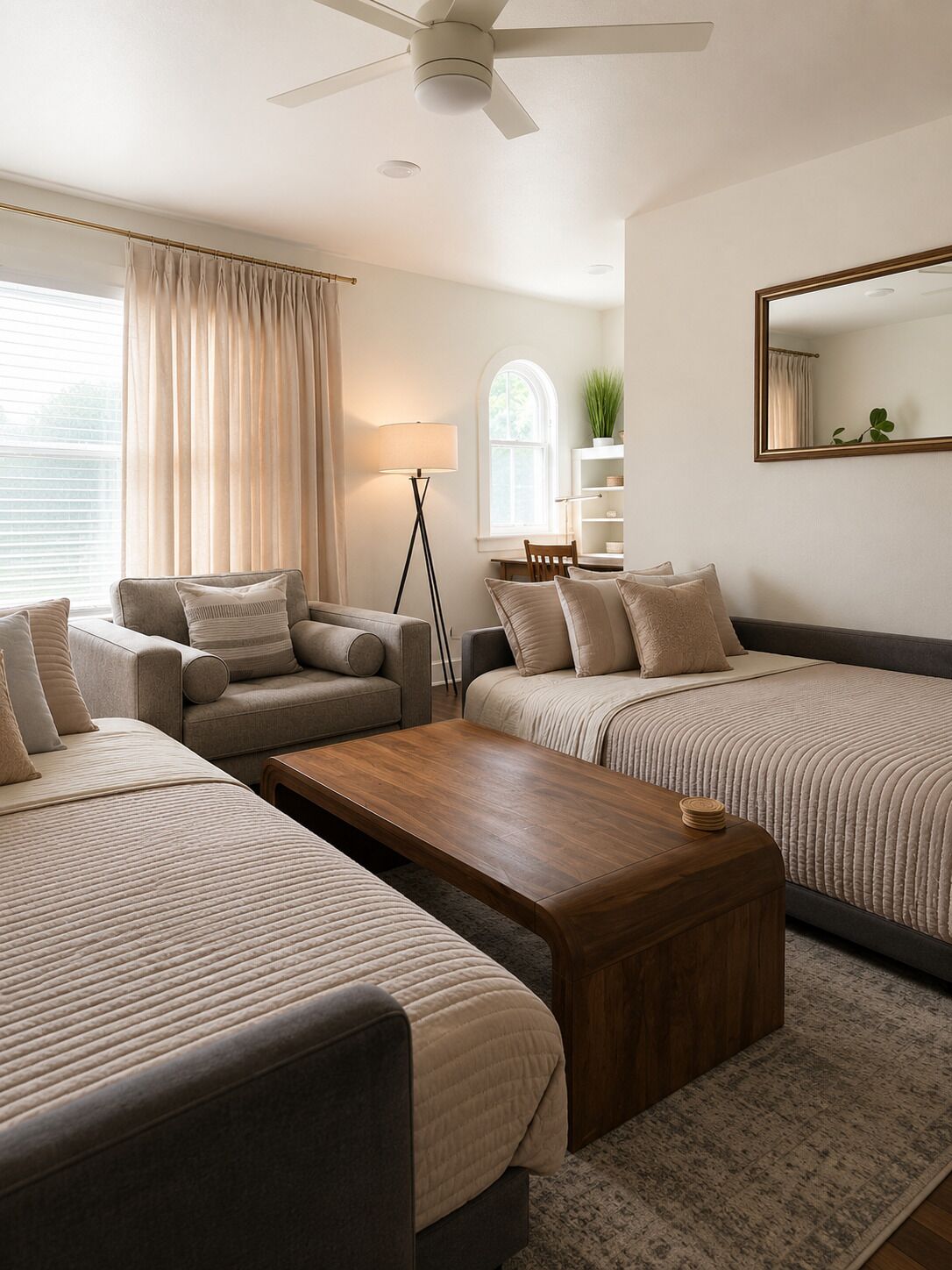 2 Schlafzimmer, Schreibtisch, Bügeleisen/Bügelbrett, Reisekinderbett