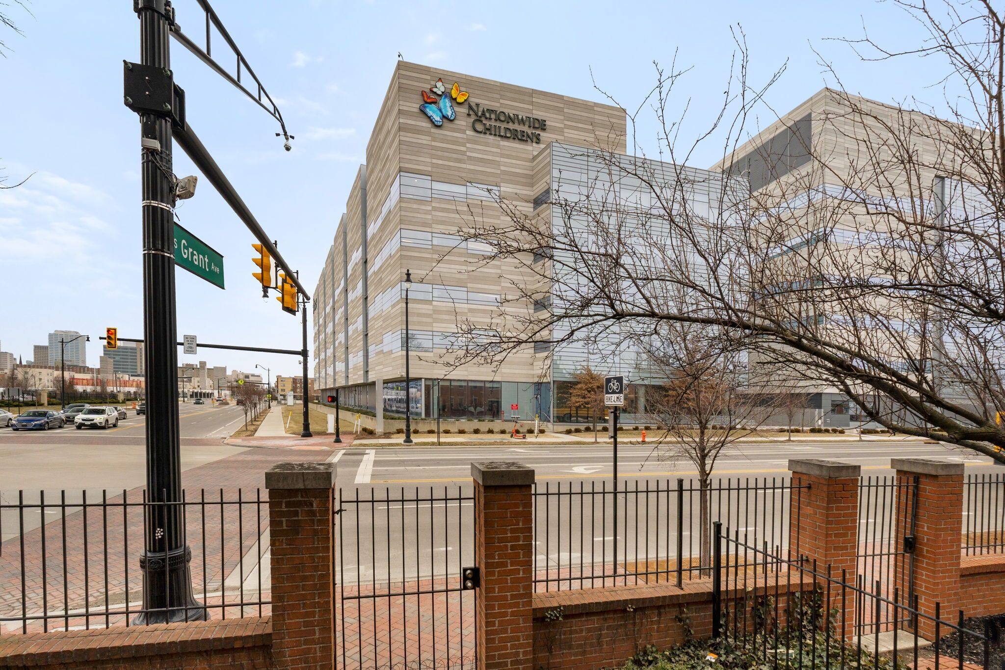 A modern building with a sign reading "Nationwide Children's".