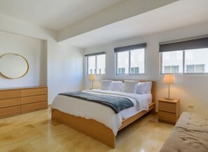 Standard Apartment, 3 Bedrooms, City View | Premium bedding, memory foam beds, in-room safe, laptop workspace