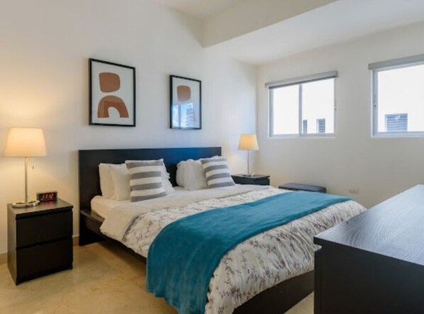 Standard Apartment, 3 Bedrooms, City View | Premium bedding, memory foam beds, in-room safe, laptop workspace