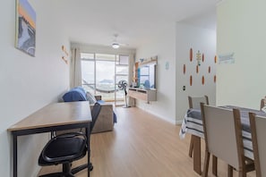 Living area - Ocean View w/ Balcony & Tub – 8-min walk to Beach (Barra da Tijuca Rio de Janeiro)
