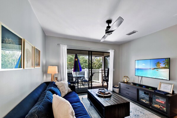 TV, books - Oceanfront Condo - Private Boardwalk - Pool & Balcony (St. Simons Island)