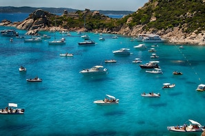 Un puerto deportivo con varios barcos y yates amarrados.