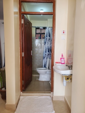 Ducha, toallas, jabón, papel higiénico