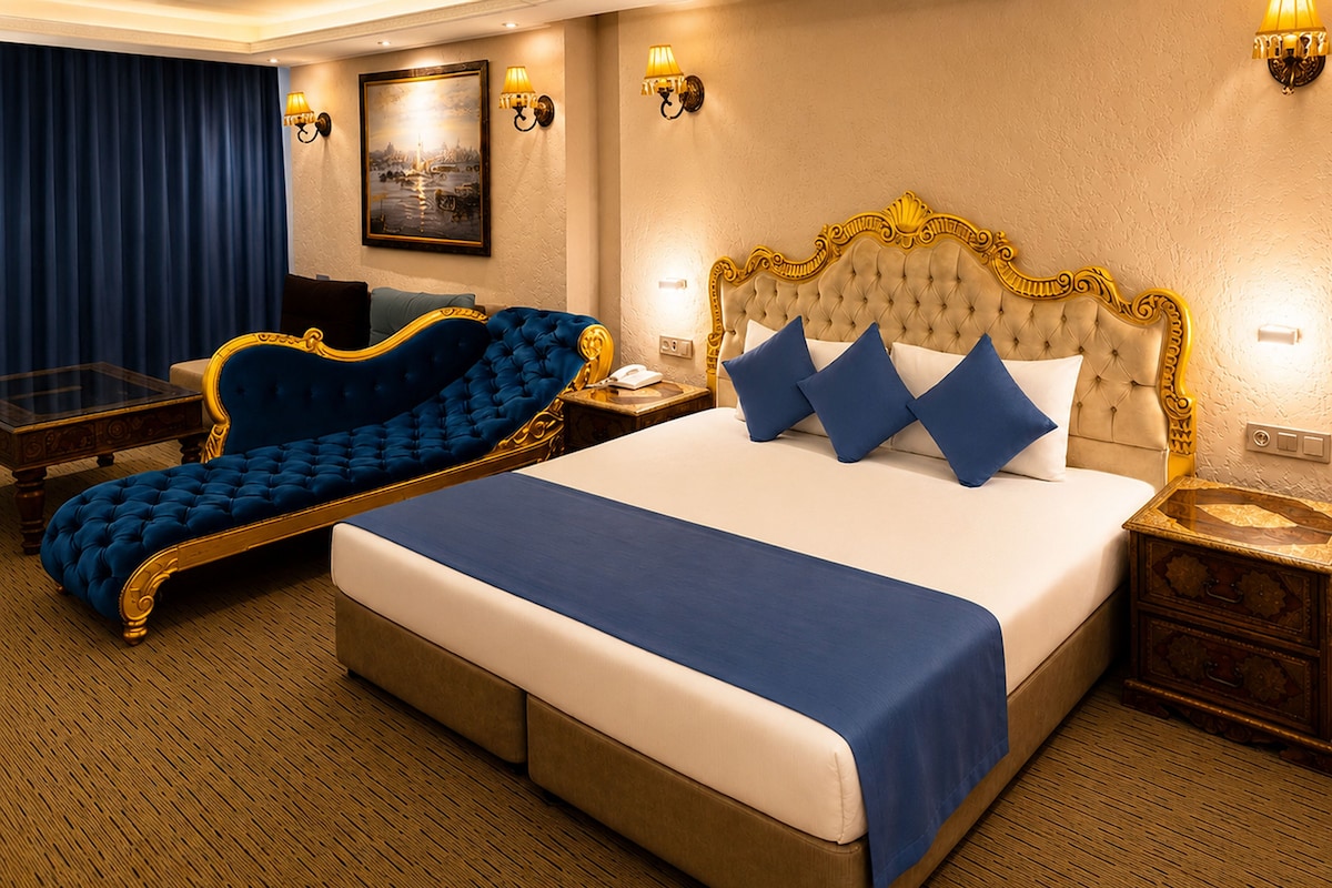 Deluxe Quadruple Room, Sea View | Tempur-Pedic beds, in-room safe, desk, laptop workspace