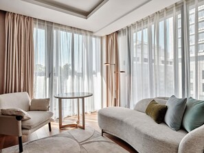 Premium bedding, down comforters, memory foam beds, in-room safe
