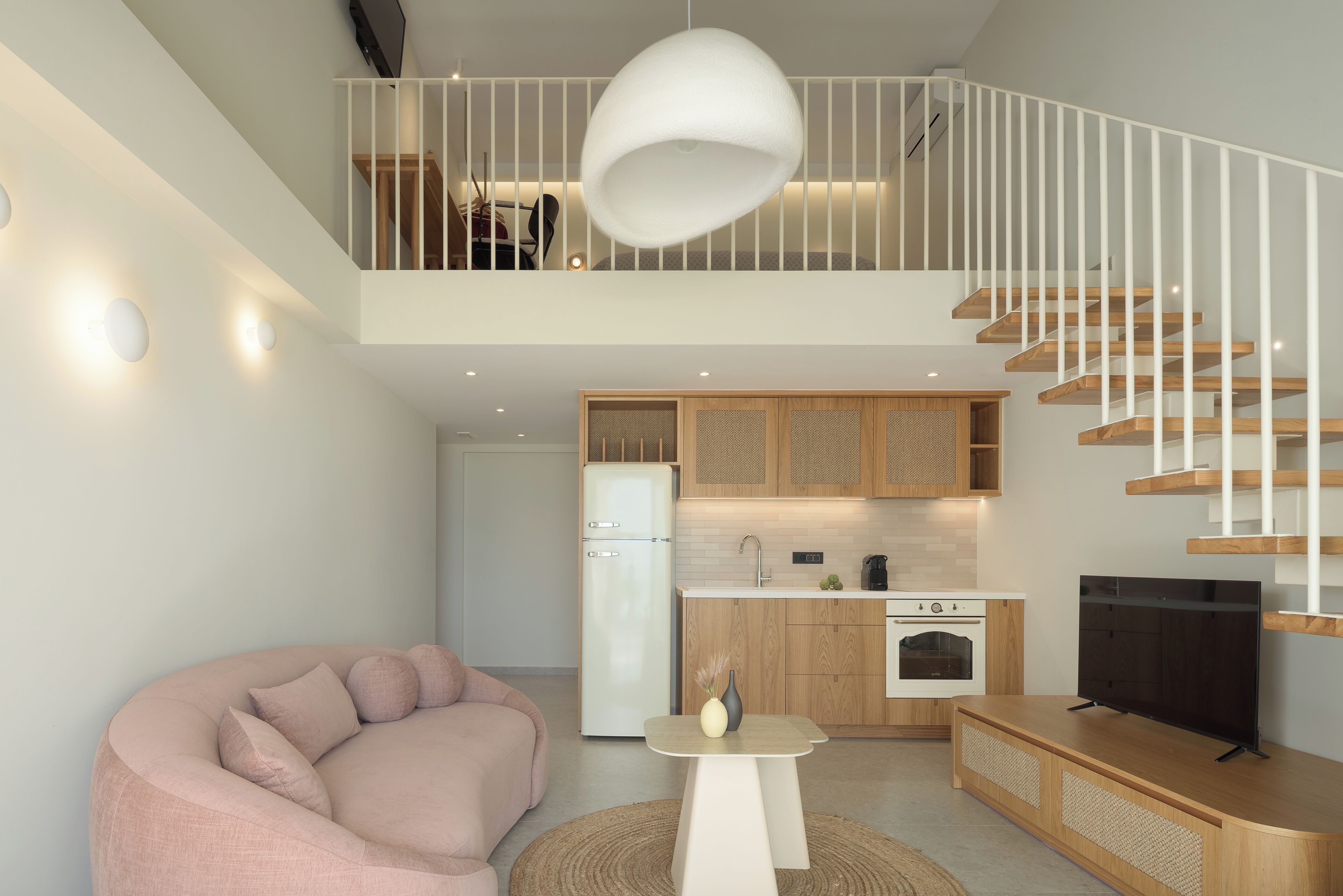 Loft Suite with Hot Tub 201 | Living area | 43-inch Smart TV with satellite channels