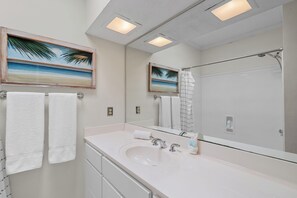 Hair dryer, towels, toilet paper