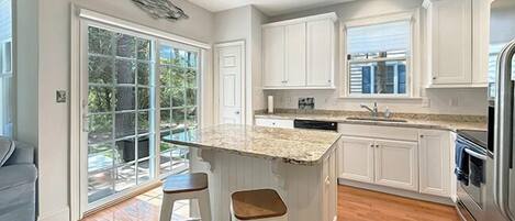 Microwave, stovetop, dishwasher, coffee/tea maker