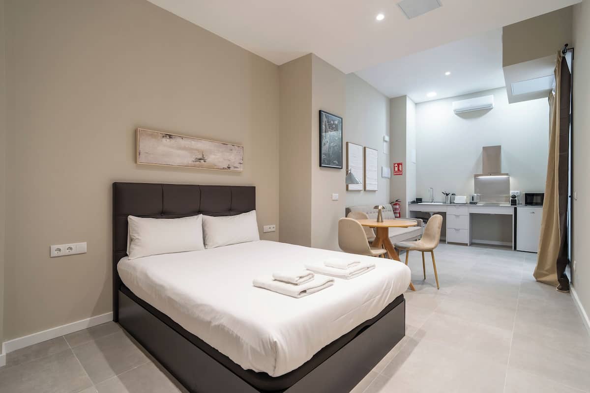 Comfort Studio | 1 bedroom, down comforters, iron/ironing board, free WiFi