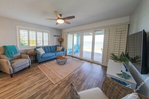 Smart TV, DVD player, books, video library