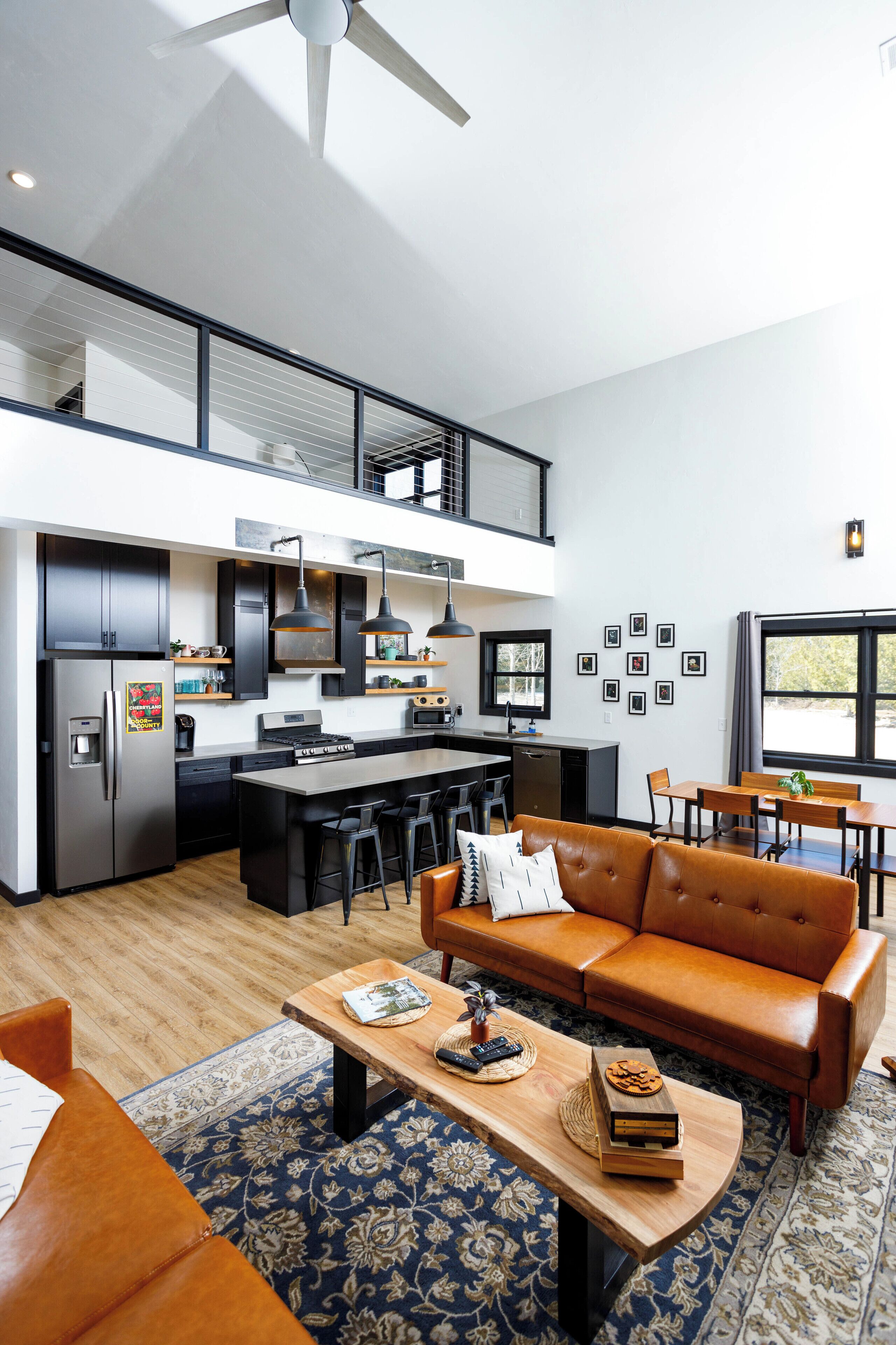 Smart TV, fireplace, video games, stereo