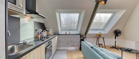 Kühlschrank, Mikrowelle, Ofen, Herdplatte