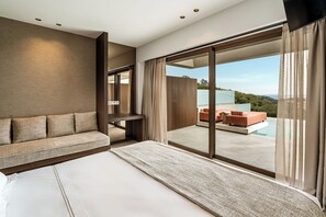 行政双人房, 海景, 池畔 | 埃及棉床单、高档床上用品、客房内保险箱、免费婴儿床