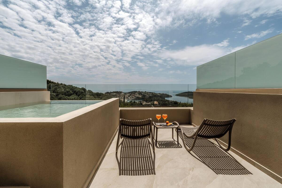 Superior tweepersoonskamer, uitzicht op zee | Balkon