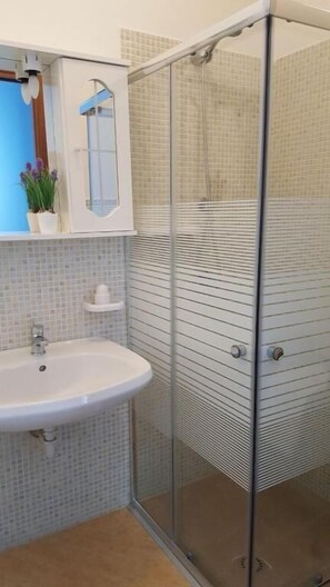 Secador de cabelo, toalhas de banho, sabonete, shampoo