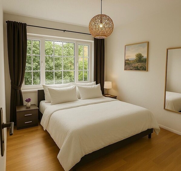 2 bedrooms, desk, iron/ironing board, WiFi