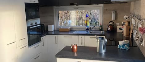 Microondas, horno, placa de cocina y lavavajillas