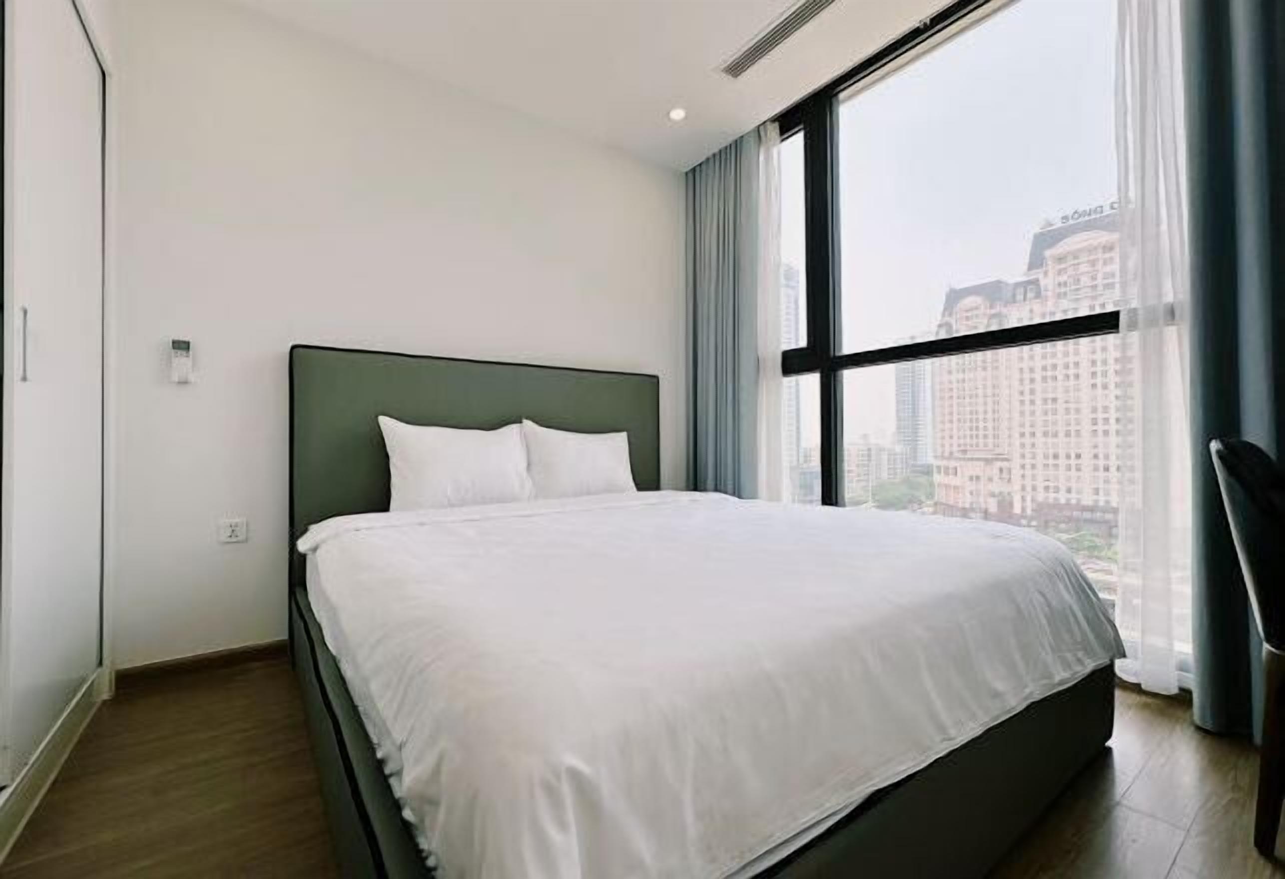 Premium bedding, memory foam beds, desk, blackout drapes