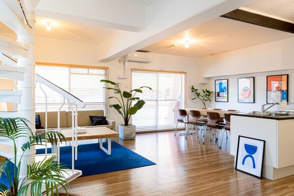 Executive Penthouse, 1 Bedroom, Non Smoking, Kitchen | Living area | 65-inch LED TV with satellite channels, video-game console - Phoenix Heights Sakuragawa (Osaka)