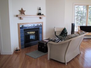 Fernseher, Kamin, DVD-Player