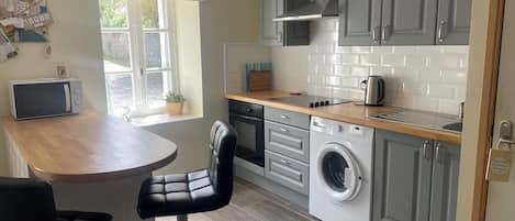 Fridge, microwave, oven, electric kettle
