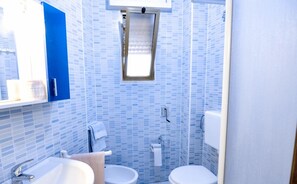 Shower, bidet, toilet paper
