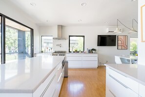 Kitchen island beside the dining area.