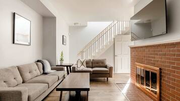 TV, fireplace, offices