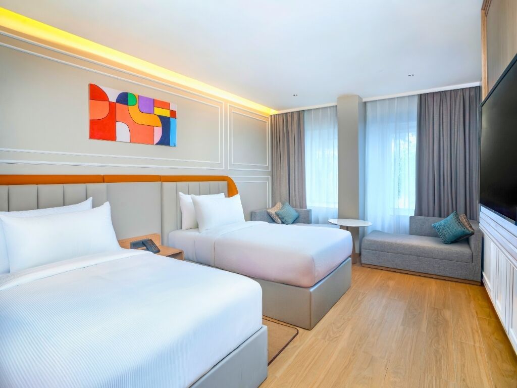 Kamar Basic, 2 Tempat Tidur Twin | Seprai premium, Wi-Fi gratis, dan seprai linen