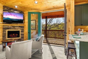 TV, fireplace, video games