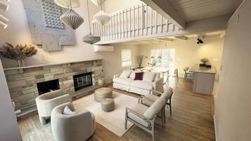 Smart TV, fireplace, video games