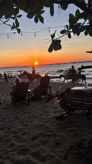 Sun-loungers, beach towels