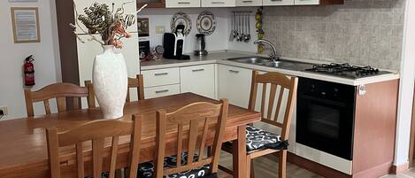 Fridge, oven, stovetop, coffee/tea maker