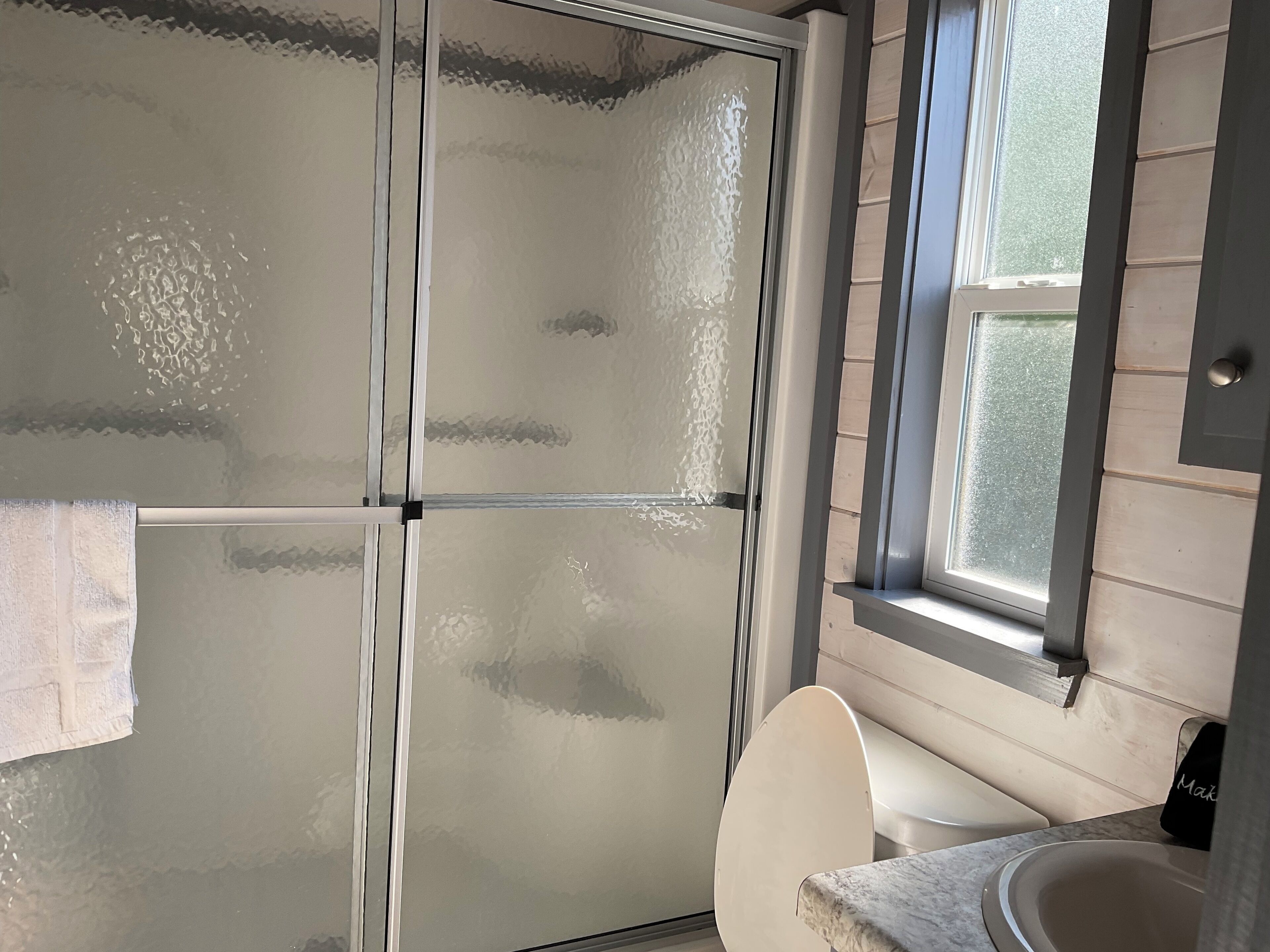 Hair dryer, towels, toilet paper