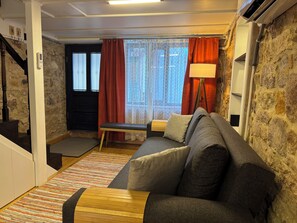 Blackout curtains, iron/ironing board