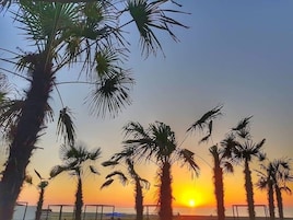 Am Strand, schwarzer Sandstrand, kostenloser Shuttle zum Strand