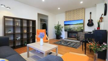 Televisión y chimenea
