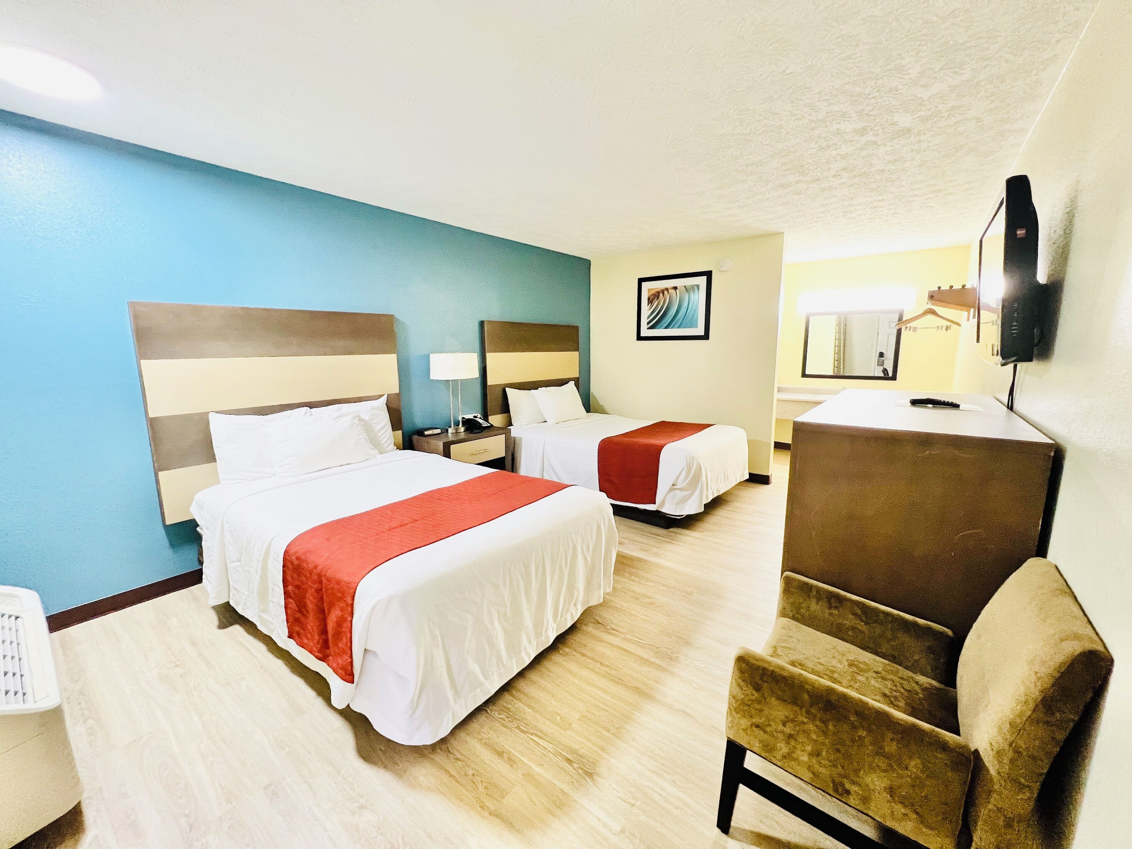 Standard Room, 2 Double Beds, Non Smoking | Desk, laptop workspace, free WiFi, bed sheets