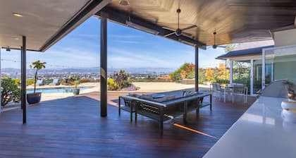 Stylish Hillside Retreat with Pool & Views
