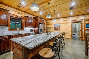 Cabin, Multiple Beds, Hot Tub, Garden View (Sugar Daddy) | Private kitchen | Fridge, microwave, oven, stovetop
