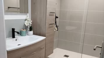 Hair dryer, towels, toilet paper