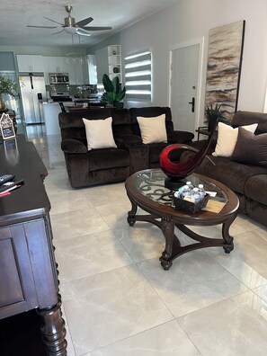 Living area - Enjoy a peaceful escape in our 3-bedroom Villa in Portmore with WiFi, AC. (Portmore)